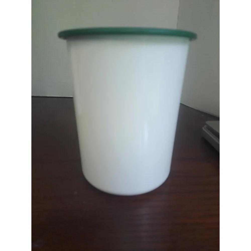 Vintage Tupperware One Touch Utensil Holder White With Hunter Green Trim 2422B-3